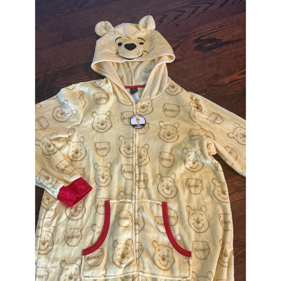 Winnie the Pooh Bear Disney One Piece Zip Fleece Hood Costume PJs Union Suit 3X - Picture 3 of 8